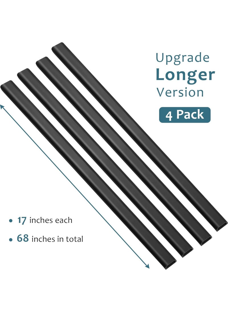 Cable Hider Raceway Kit, 68in Wire Hiders for TV on Wall, Paintable Cord Cover Channel, Cord Hider for Wall Mounted TV in Home Office, 4X L17in X W0.95in X H0.47in, Black - Image 3