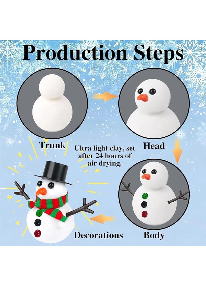 Beauenty 12 Pack Snowman Craft Set, 131 Pcs Christmas DIY Gift Winter Air Dry Stuff Kit Creative Indoor Party Decorations - Image 3
