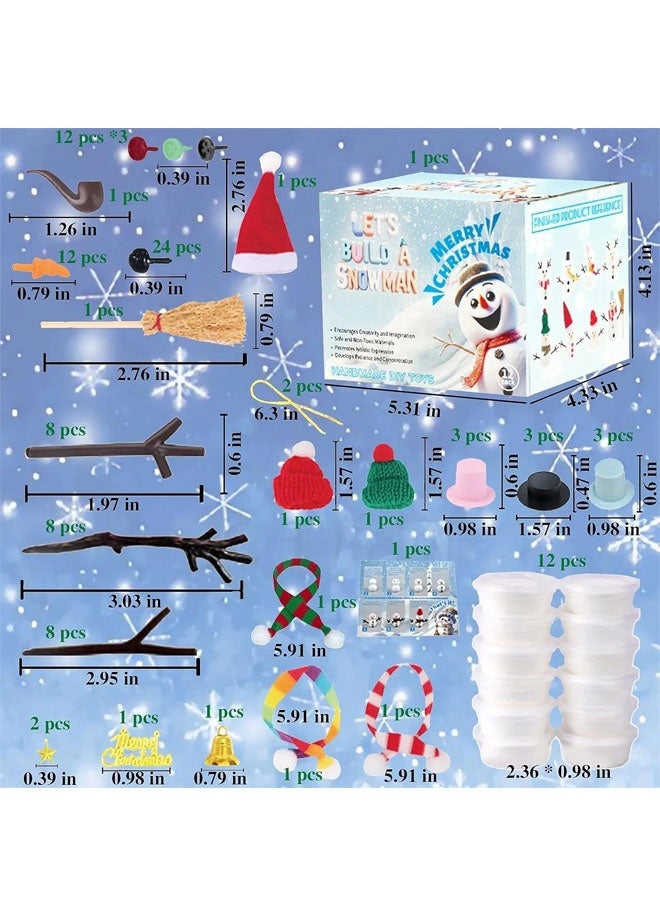 Beauenty 12 Pack Snowman Craft Set, 131 Pcs Christmas DIY Gift Winter Air Dry Stuff Kit Creative Indoor Party Decorations - Image 2