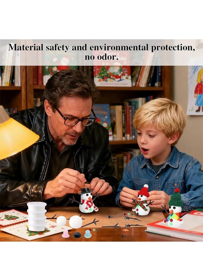 Beauenty 12 Pack Snowman Craft Set, 131 Pcs Christmas DIY Gift Winter Air Dry Stuff Kit Creative Indoor Party Decorations - Image 5