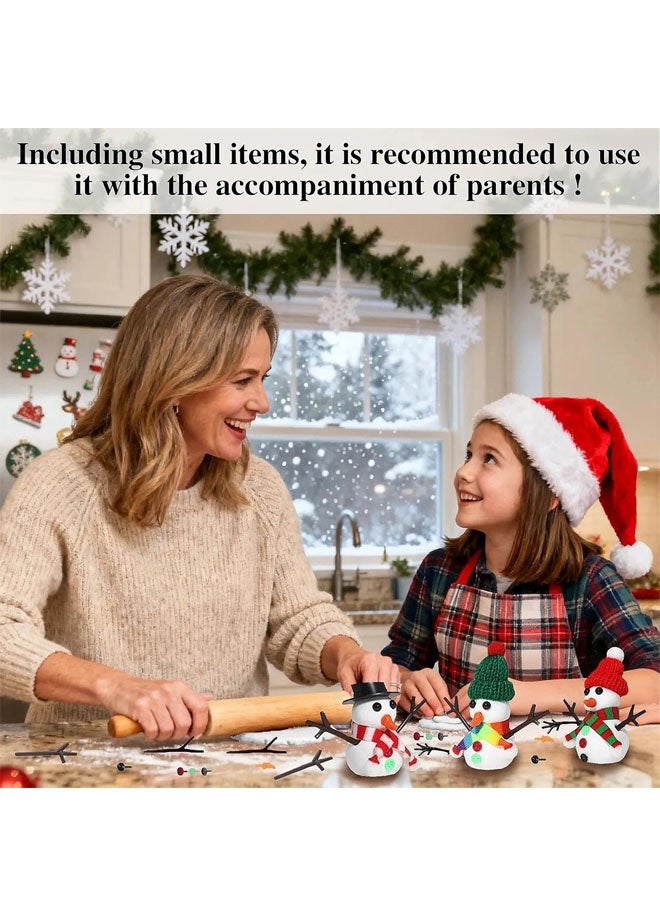 Beauenty 12 Pack Snowman Craft Set, 131 Pcs Christmas DIY Gift Winter Air Dry Stuff Kit Creative Indoor Party Decorations - Image 4