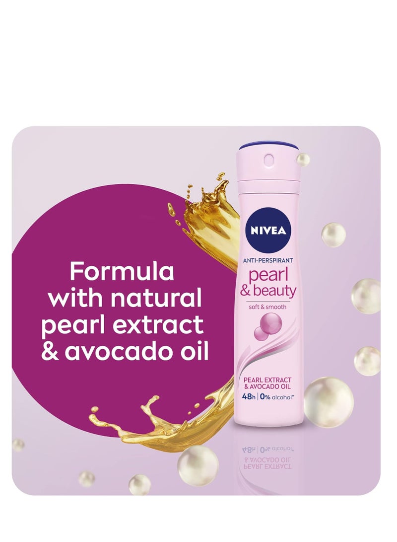 Nivea Pack Of 3 Nivea Pearl And Beauty Antiperspirant For Women Extracts Spray 150ml - Image 5