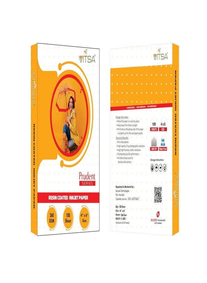 VITSA INKJET PHOTO PAPER ? 260 GSM RESIN COATED ? RC HIGH GLOSSY PHOTOGRAPHIC PAPER 4X6 SIZE - 100% WATERPROOF WITH LAMINATED LAYER (4 X 6 SIZE (102 X 152 MM), PACK OF 100 SHEETS) - Image 2