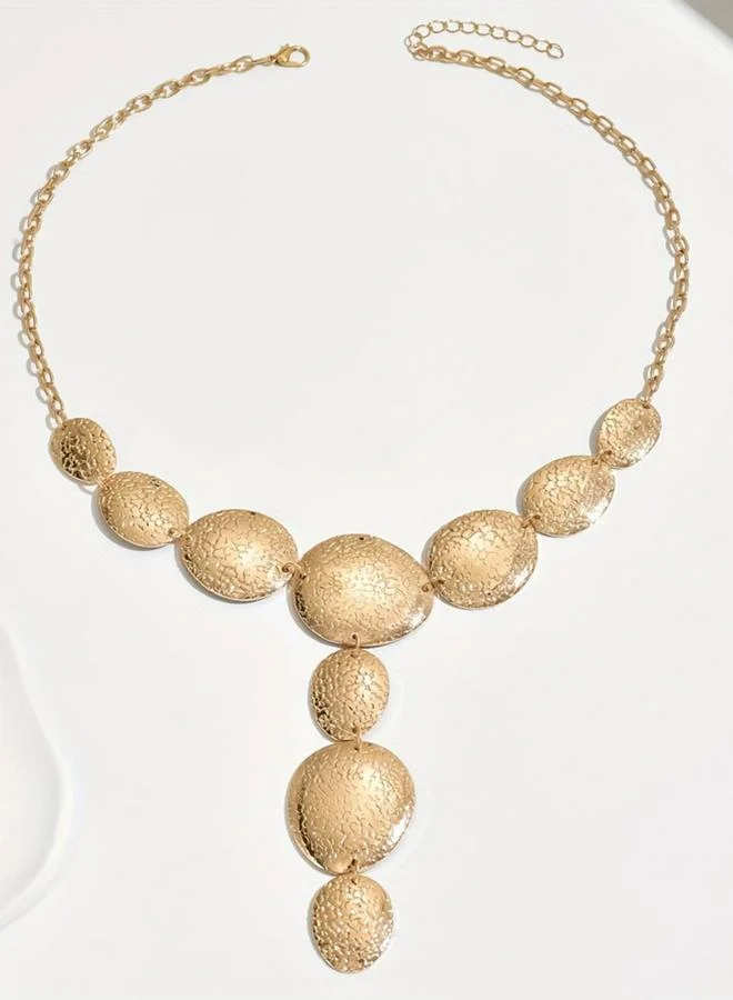 Take Two Gold Hammered Disc Layered Chain Necklace