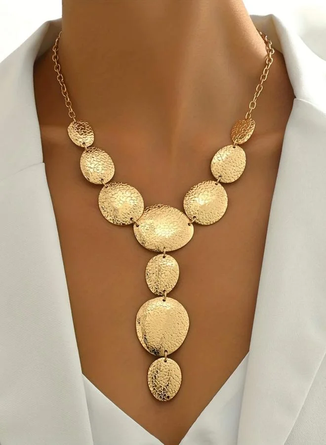 Take Two Gold Hammered Disc Layered Chain Necklace