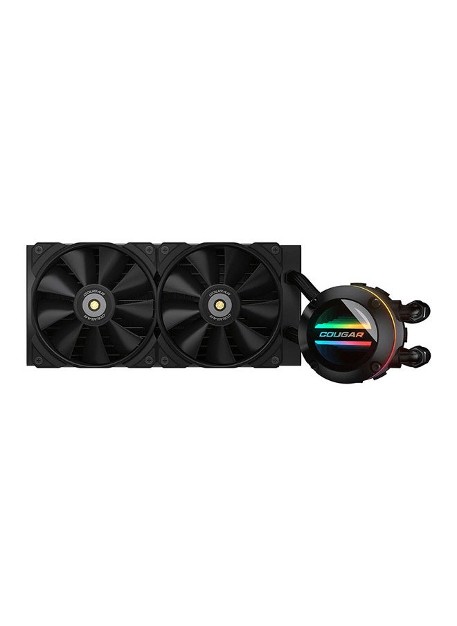 Cougar Poseidon GT240 AIO 240MM Liquid Cooler, With 2*MHP120 ARGB Fans, 82.48CFM Air Flow, ZrO₂ Bearing, 90° Utteright Fins, Infinity Mirror Rotatable Pump Head, LGA 1700 Ready, Black | 3MAQS240.0001  - Image 1