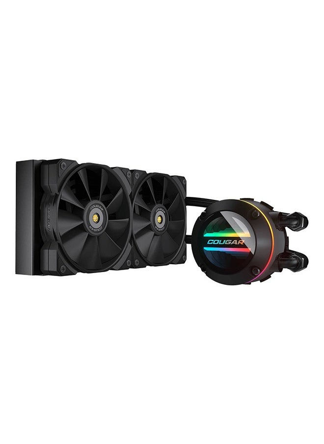 Cougar Poseidon GT240 AIO 240MM Liquid Cooler, With 2*MHP120 ARGB Fans, 82.48CFM Air Flow, ZrO₂ Bearing, 90° Utteright Fins, Infinity Mirror Rotatable Pump Head, LGA 1700 Ready, Black | 3MAQS240.0001  - Image 2
