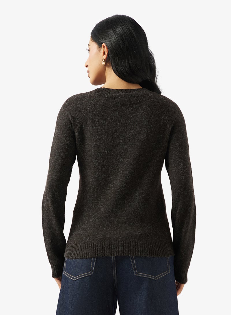 فيرو مودا بلوزة دوفي بأكمام طويلة وياقة دائرية - Image 2