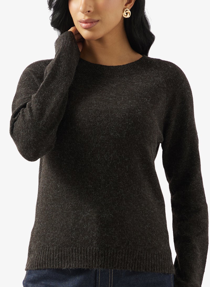 فيرو مودا بلوزة دوفي بأكمام طويلة وياقة دائرية - Image 3