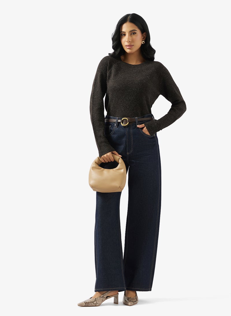 فيرو مودا بلوزة دوفي بأكمام طويلة وياقة دائرية - Image 4