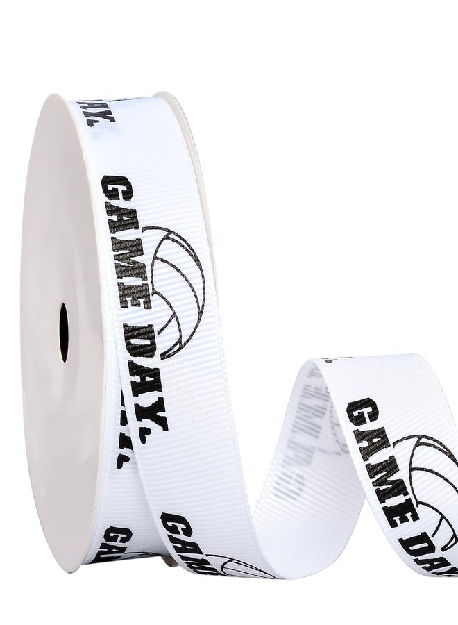 Ribest Volleyball Ribbon, 7/8 Inch Grosgrain Sports Ribbon for Crafts Hair Bows Gift Wrapping Team Decor Party Decorations, White and Black, 10 Yards - Image 1
