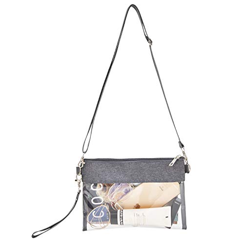 USPECLARE Clear Crossbody Purse Bag Stadium Approved Clear Tote Bag for Work Concert Sports(Clear Black) - Image 2