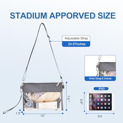USPECLARE Clear Crossbody Purse Bag Stadium Approved Clear Tote Bag for Work Concert Sports(Clear Black) - Image 3