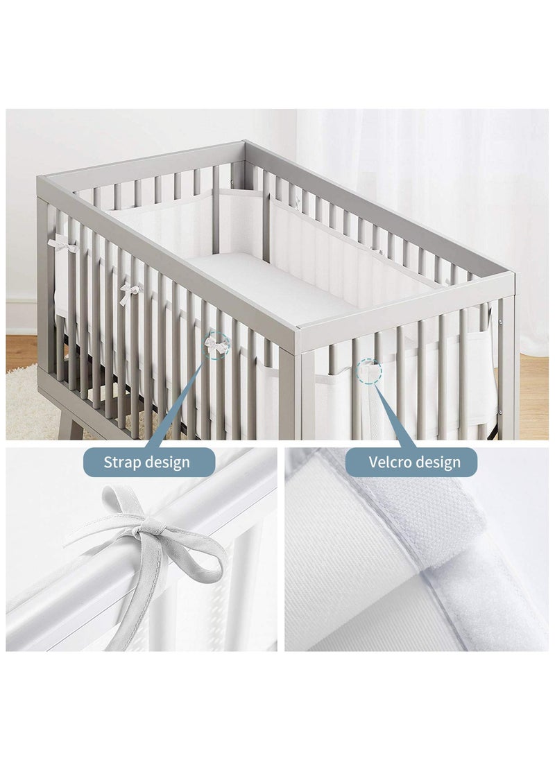 Generic - Baby Crib Bumper Set - Breathable Mesh Bedside Protector, Anti-Collision Cotton Cot Liner, Baby Bed Rail Guard, Bedside Safety Fence, 2 Pieces - 340x28cm + 160x30cm, Newborn Baby Bed Safety Protector - Image 1