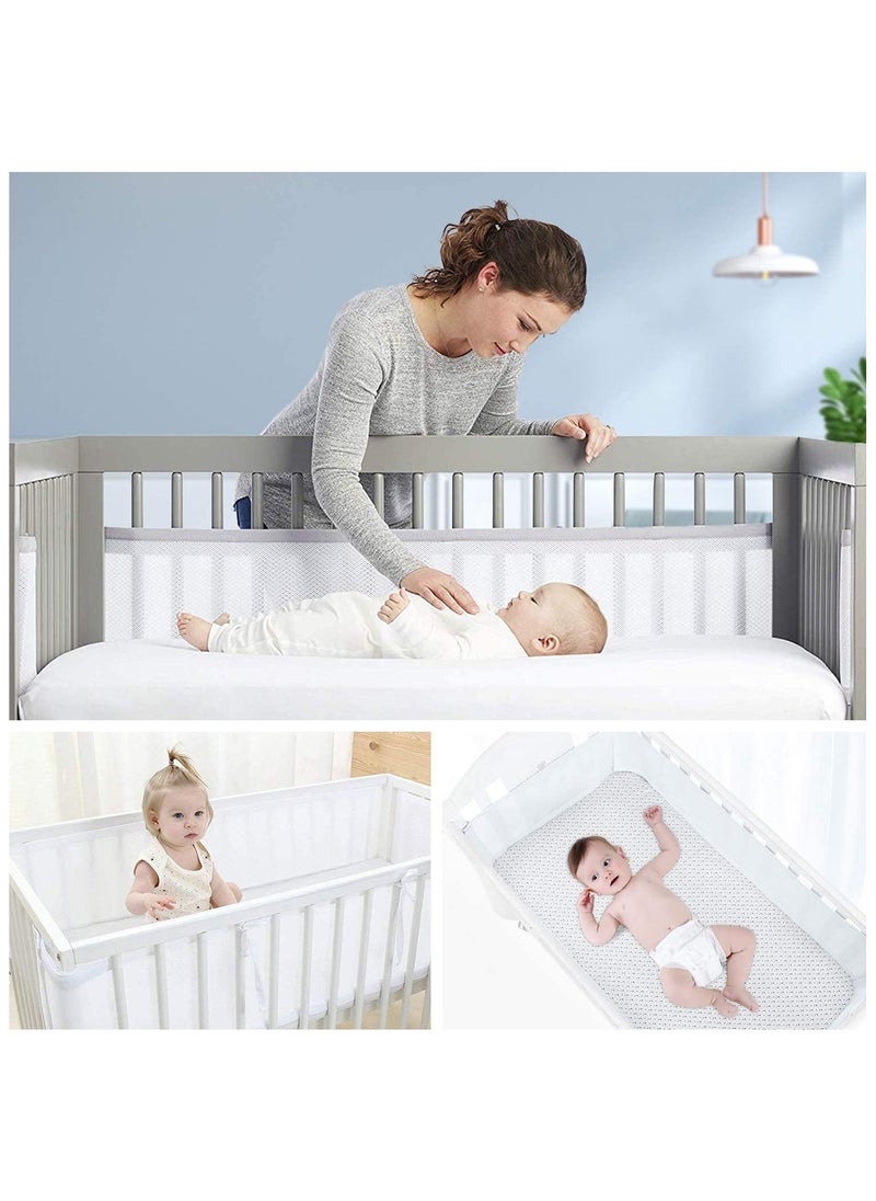 Generic - Baby Crib Bumper Set - Breathable Mesh Bedside Protector, Anti-Collision Cotton Cot Liner, Baby Bed Rail Guard, Bedside Safety Fence, 2 Pieces - 340x28cm + 160x30cm, Newborn Baby Bed Safety Protector - Image 1