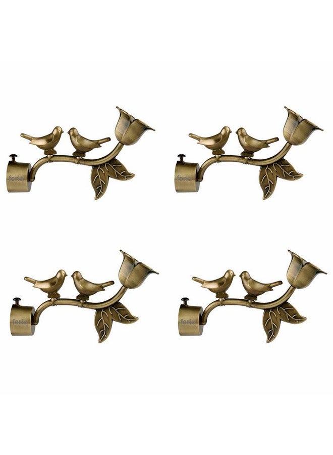 Arena Curtain Bracket Knob Finials Only Without Curtain Bracket Brass Antique Premium Love Birds Golden Design for Door and Window (Pack of 4) - Image 1