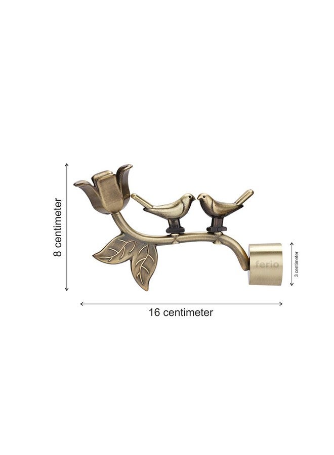 Arena Curtain Bracket Knob Finials Only Without Curtain Bracket Brass Antique Premium Love Birds Golden Design for Door and Window (Pack of 4) - Image 2
