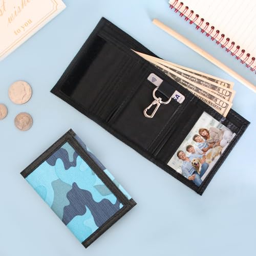 Lamiza Kids Boys RFID Wallet with Magic Sticker, Teen Camo Nylon Wallet for Christmas/Birthday Gift Ideas (Camo Blue) - Image 2