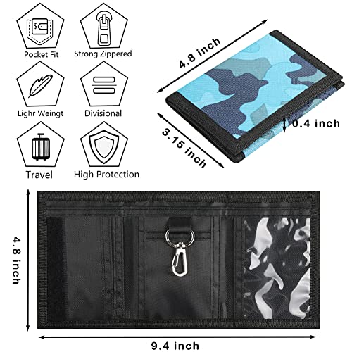 Lamiza Kids Boys RFID Wallet with Magic Sticker, Teen Camo Nylon Wallet for Christmas/Birthday Gift Ideas (Camo Blue) - Image 3
