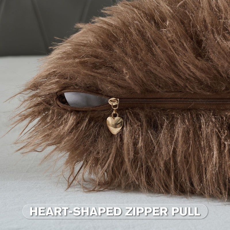 FUTEI Dark Brown Decorative Throw Pillow Covers 18x18 Inch Set of 2,Soft Faux Fine Wool Textured Cushion Case,Luxury Home Decor for Couch Bed Living Room - Image 3