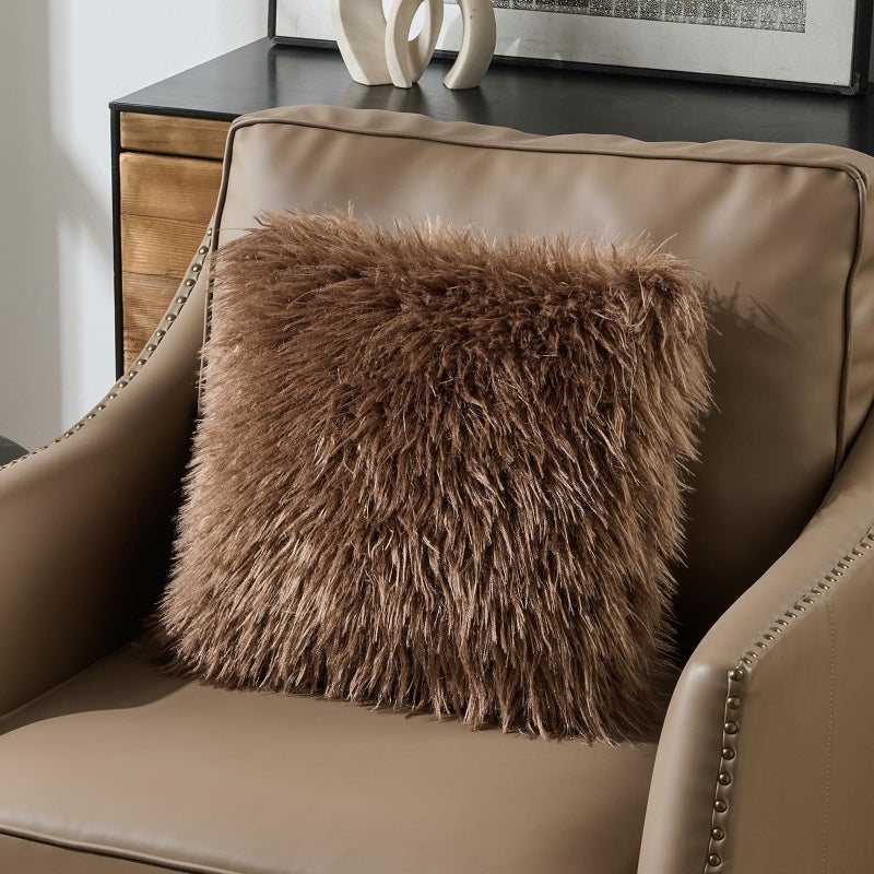 FUTEI Dark Brown Decorative Throw Pillow Covers 18x18 Inch Set of 2,Soft Faux Fine Wool Textured Cushion Case,Luxury Home Decor for Couch Bed Living Room - Image 5