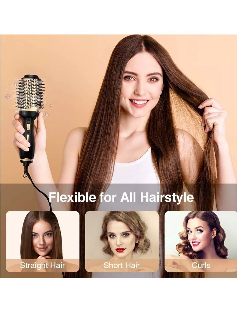 ELTRAZONE Hot Air Brush, 4 in 1 Hair Dryer Brush & Volumizer, One Step Blow Dryer Suitable for Straight and Curly Hair, Ceramic Coating Achieve Salon Styling at Home 1000W, Gold/Black - Image 3