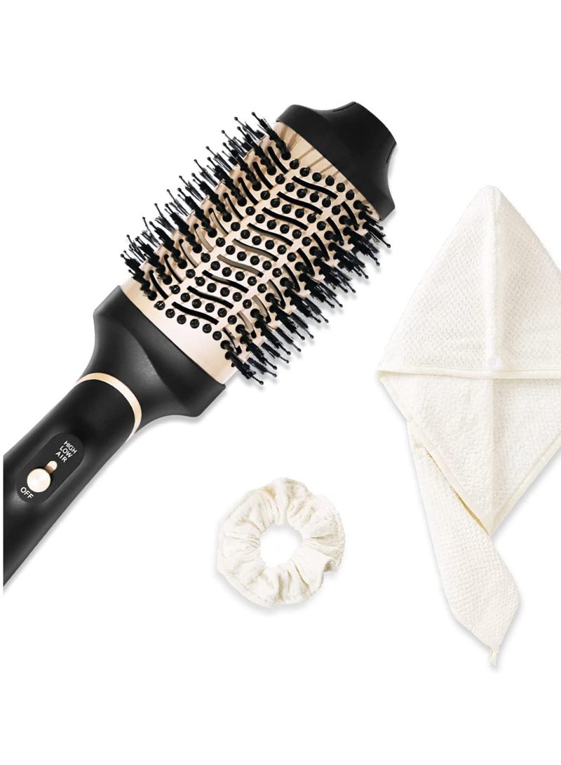 ELTRAZONE Hot Air Brush, 4 in 1 Hair Dryer Brush & Volumizer, One Step Blow Dryer Suitable for Straight and Curly Hair, Ceramic Coating Achieve Salon Styling at Home 1000W, Gold/Black - Image 4