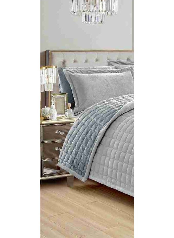 Bedspread set for one and a half people, plain, soft, winter, 4 pieces, quilt size 200 x 170 cm, microfiber - Image 2