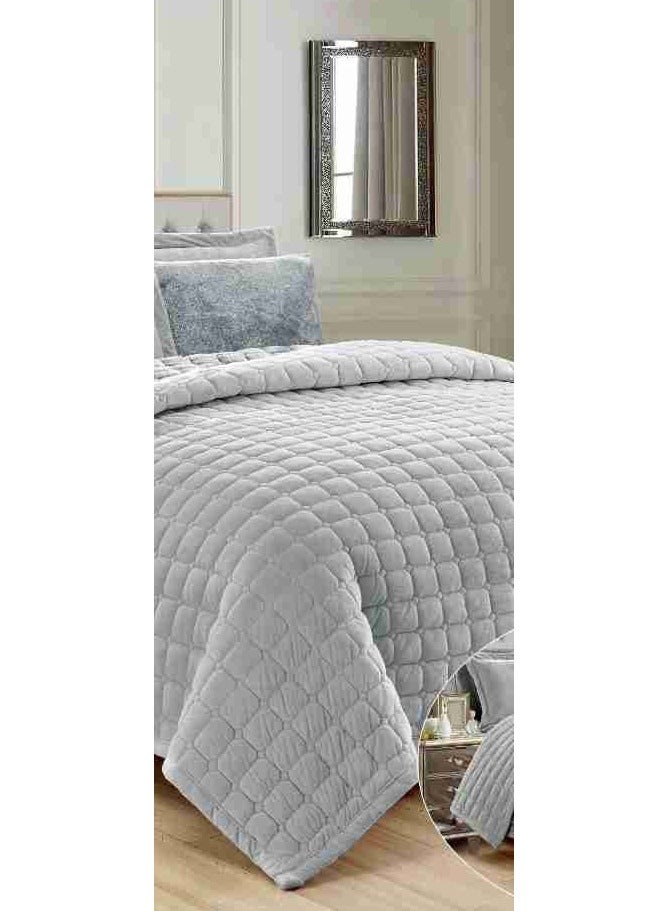 Bedspread set for one and a half people, plain, soft, winter, 4 pieces, quilt size 200 x 170 cm, microfiber - Image 3