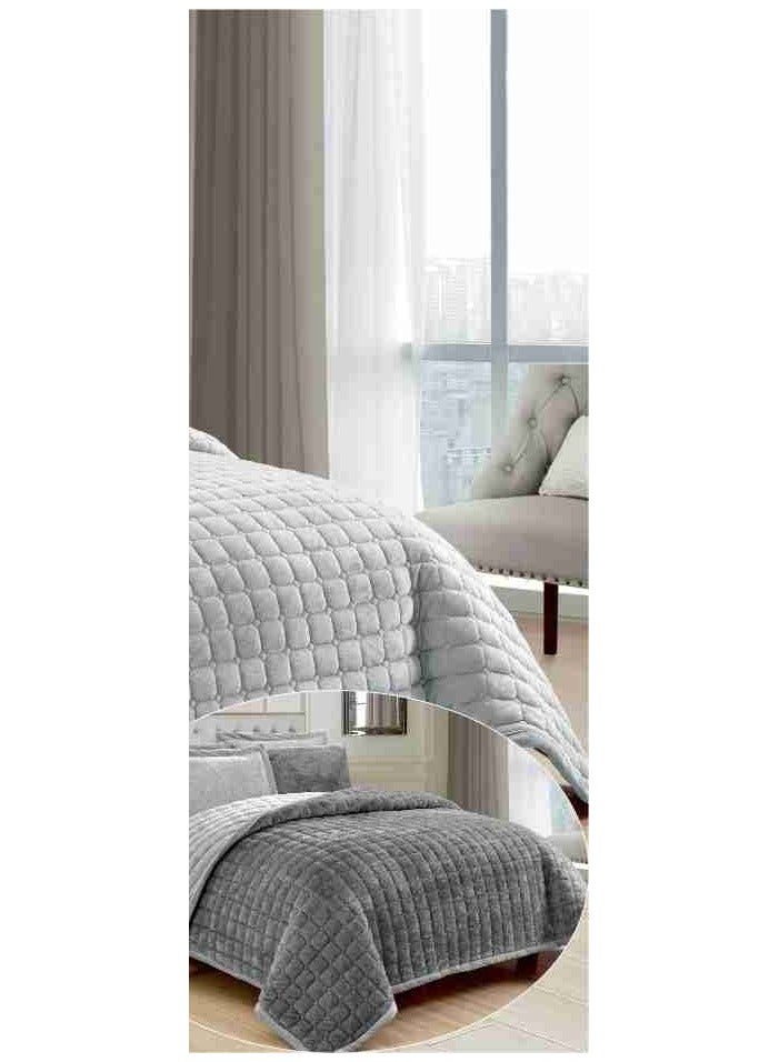 Bedspread set for one and a half people, plain, soft, winter, 4 pieces, quilt size 200 x 170 cm, microfiber - Image 4