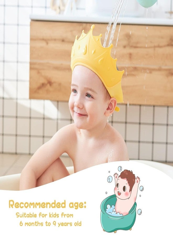SHAPAT قبعة استحمام للأطفال من شابات، تاج سيليكون قابل للتعديل مع حماية للعينين والأذنين، قبعة استحمام مقاومة للماء للأطفال من عمر 0-9 سنوات، لون أصفر أو وردي فاتح - Image 3