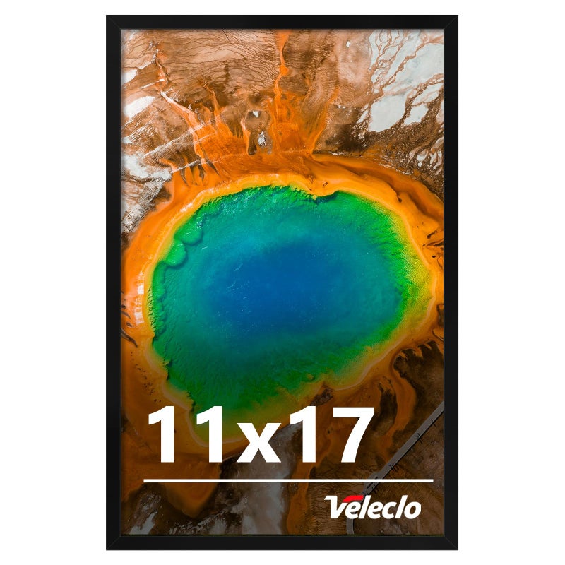 Veleclo 11x17 Picture Frame for Wall Display, 11x17 Black Picture Frame with Shatter Resistant Plexiglass, Stable and Sturdy 11 x 17 Poster Frame for Wall Display, Handpicked Gift Collection, 1 Pack - Image 1