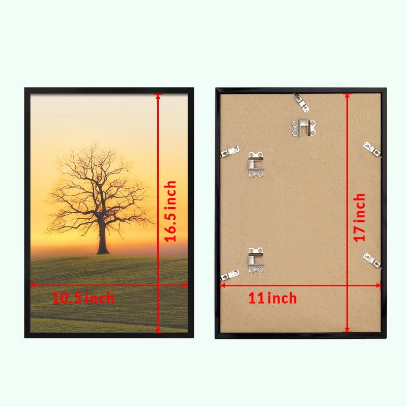 Veleclo 11x17 Picture Frame for Wall Display, 11x17 Black Picture Frame with Shatter Resistant Plexiglass, Stable and Sturdy 11 x 17 Poster Frame for Wall Display, Handpicked Gift Collection, 1 Pack - Image 3