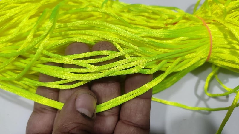 OMX 2.5 MM, 60 to 75 Mtr, Thick Malai Macrame Cord/Malai Dori/Silk Macrame, Bugtail Satin Cord Shamballa Beading Kumihimo String(Neon Green) - Image 2