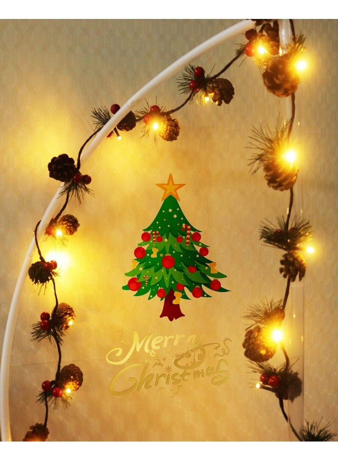JUSTOTRY 2 PCS Christmas Garland with Lights and Bigger Pine Cones, Led String Lights, Red Berries, Needle, Pine Cone, Xmas Wreath, Christmas Lights for Indoor Decorations, Fireplace, 6.6 FT, 20 Led - Image 5