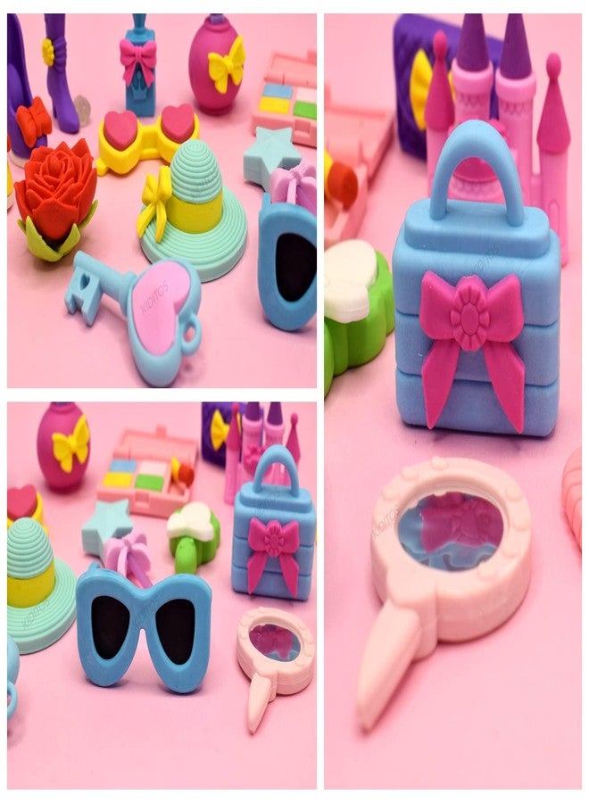 Kiditos Erasers Pack of 20 Fairytale Fashion Palace Toy for Kids Girls Play Fancy Erasers for Kids School Stationary Kit Birthday Return Gift, Multi - Image 2