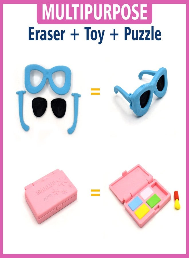 Kiditos Erasers Pack of 20 Fairytale Fashion Palace Toy for Kids Girls Play Fancy Erasers for Kids School Stationary Kit Birthday Return Gift, Multi - Image 3