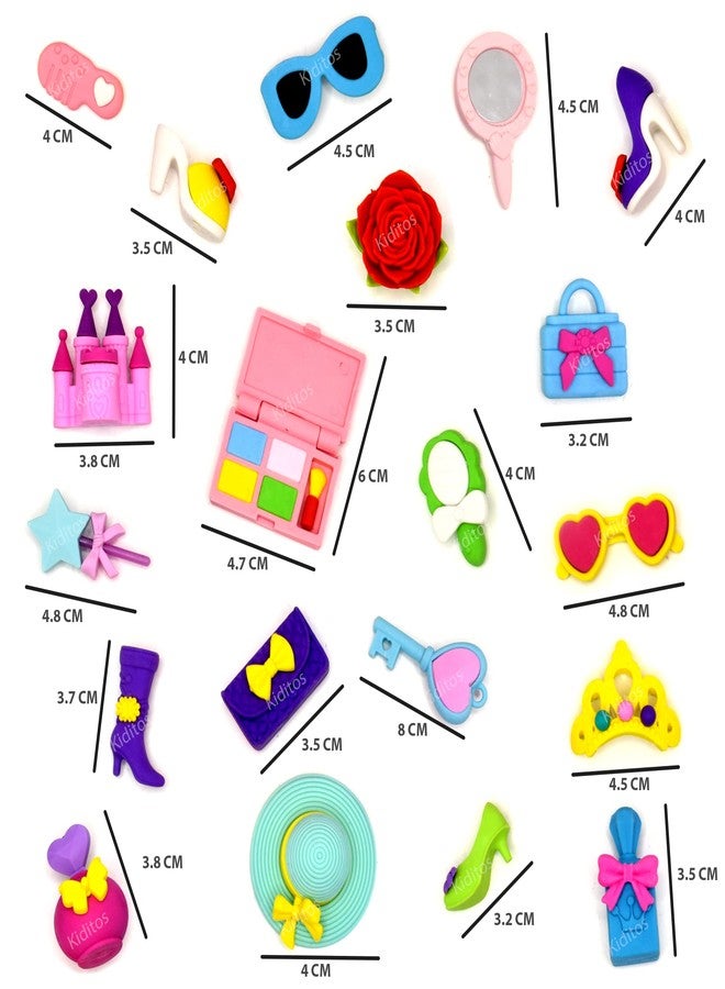 Kiditos Erasers Pack of 20 Fairytale Fashion Palace Toy for Kids Girls Play Fancy Erasers for Kids School Stationary Kit Birthday Return Gift, Multi - Image 5