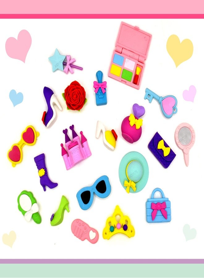 Kiditos Erasers Pack of 20 Fairytale Fashion Palace Toy for Kids Girls Play Fancy Erasers for Kids School Stationary Kit Birthday Return Gift, Multi - Image 4