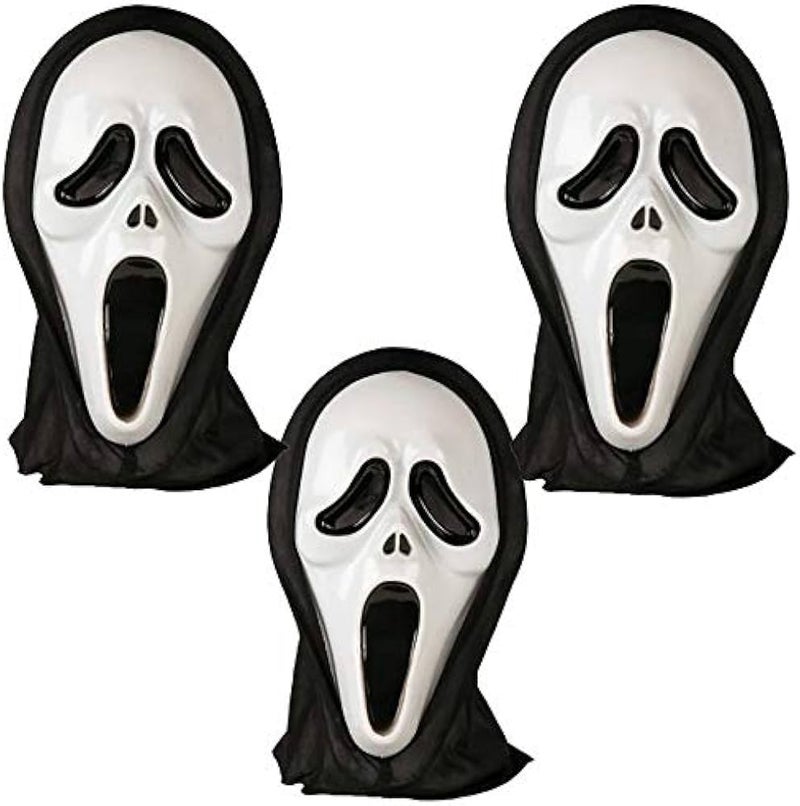 Scary Ghost Face Mask Pack of 3 – Scream Halloween Skull Horror Cosplay Masks for Men | Funny Prank Costume Mask for Halloween, Holi, Parties & Drama Events