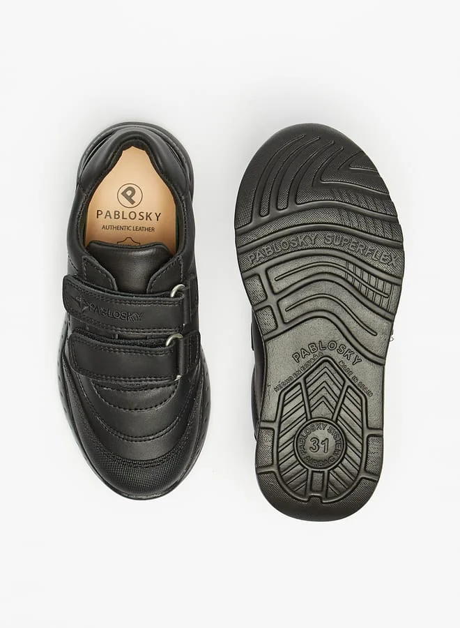Pablosky Boys Textured Sneakers with Hook and Loop Closure School Shoes