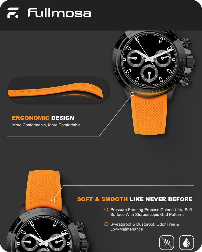 Fullmosa 22mm Silicone Watch Bands No Gaps Compatible for Samsung Galaxy Watch 46mm/Gear S3 Classic/Frontier, Galaxy Watch 3 45mm,(Orange+Black) - Image 4