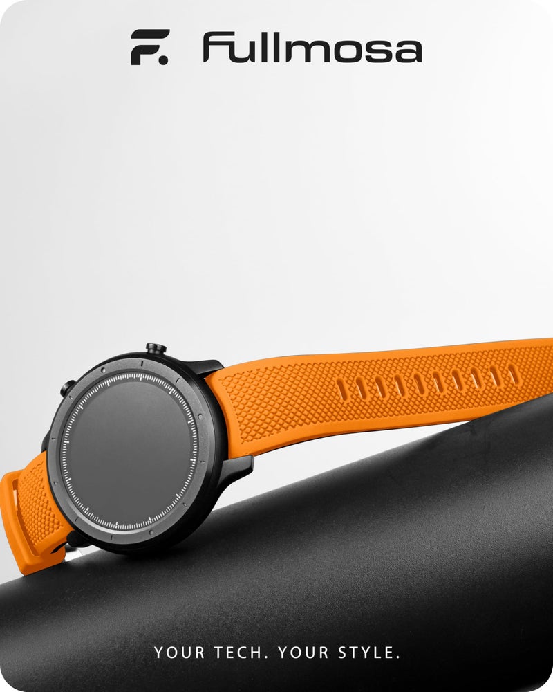Fullmosa 22mm Silicone Watch Bands No Gaps Compatible for Samsung Galaxy Watch 46mm/Gear S3 Classic/Frontier, Galaxy Watch 3 45mm,(Orange+Black) - Image 2