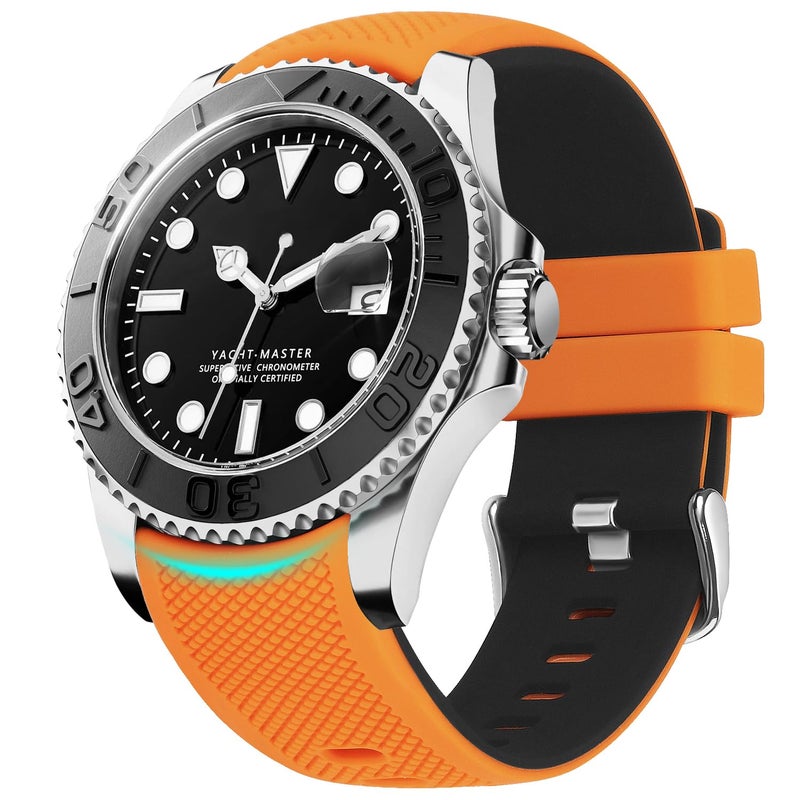 Fullmosa 22mm Silicone Watch Bands No Gaps Compatible for Samsung Galaxy Watch 46mm/Gear S3 Classic/Frontier, Galaxy Watch 3 45mm,(Orange+Black) - Image 1