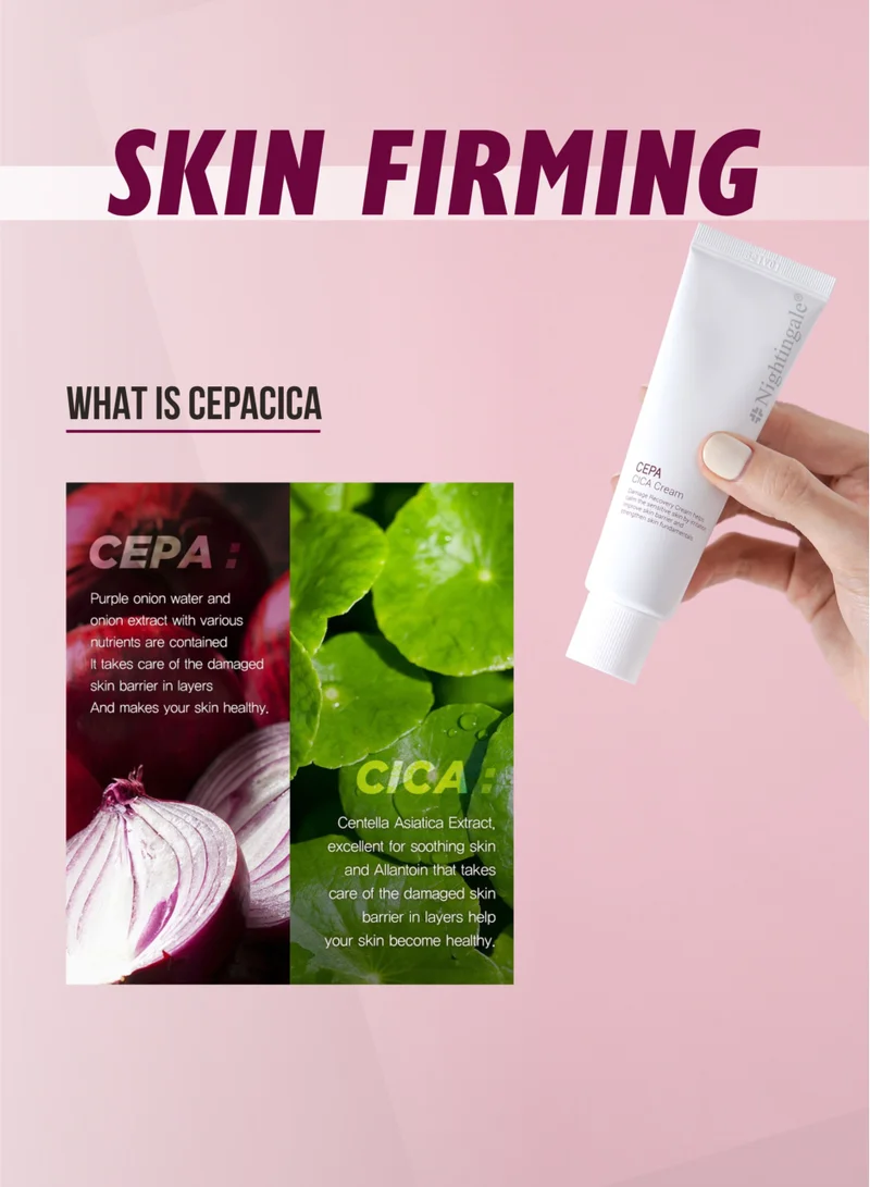 nightingale Korean Cepa Cica Face Cream 50ml with Centella Asiatica Extract and Hyaluronic Acid