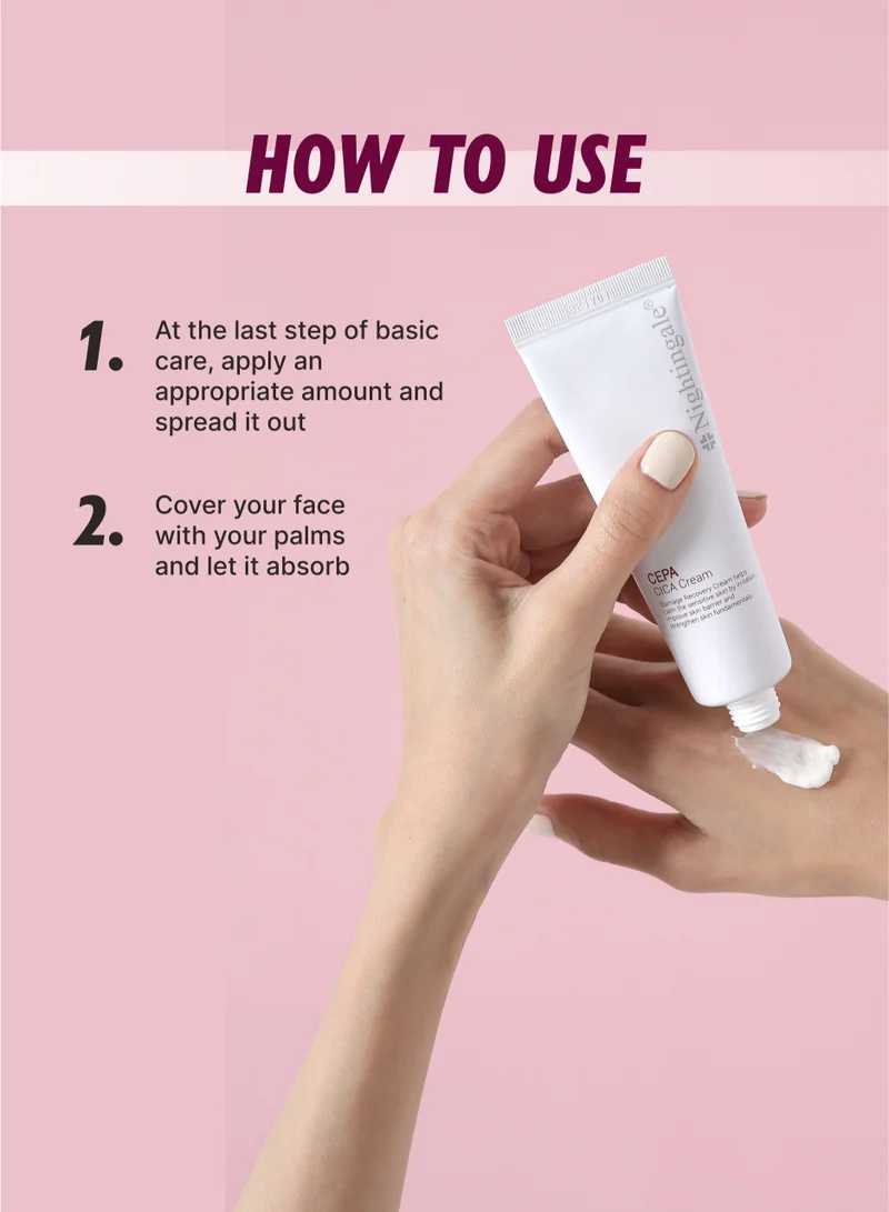 nightingale Korean Cepa Cica Face Cream 50ml with Centella Asiatica Extract and Hyaluronic Acid