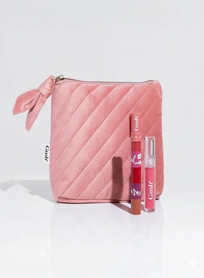 Gush Beauty Kiss Kit Dreamy 2-in-1 Lip Combo Gift Set | Glaze Lip Oil Gloss + Pen Pal + Travel-Friendly Makeup Pouch - Image 1