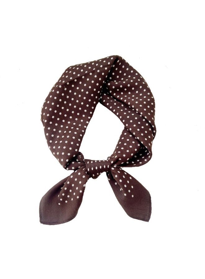 CYian Silk Feeling Scarf for Women Square Scarf Satin Head Scarves Fashion Neck Scarfs for Bag Hair Scarves Gift, Brown Dot, 27.5 × 27.5 inches - Image 1