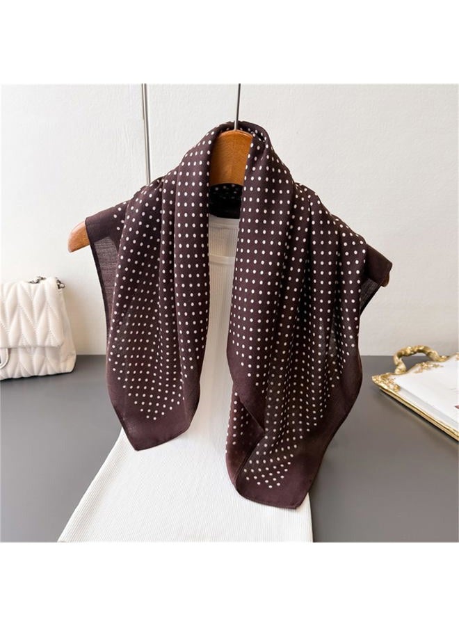 CYian Silk Feeling Scarf for Women Square Scarf Satin Head Scarves Fashion Neck Scarfs for Bag Hair Scarves Gift, Brown Dot, 27.5 × 27.5 inches - Image 5