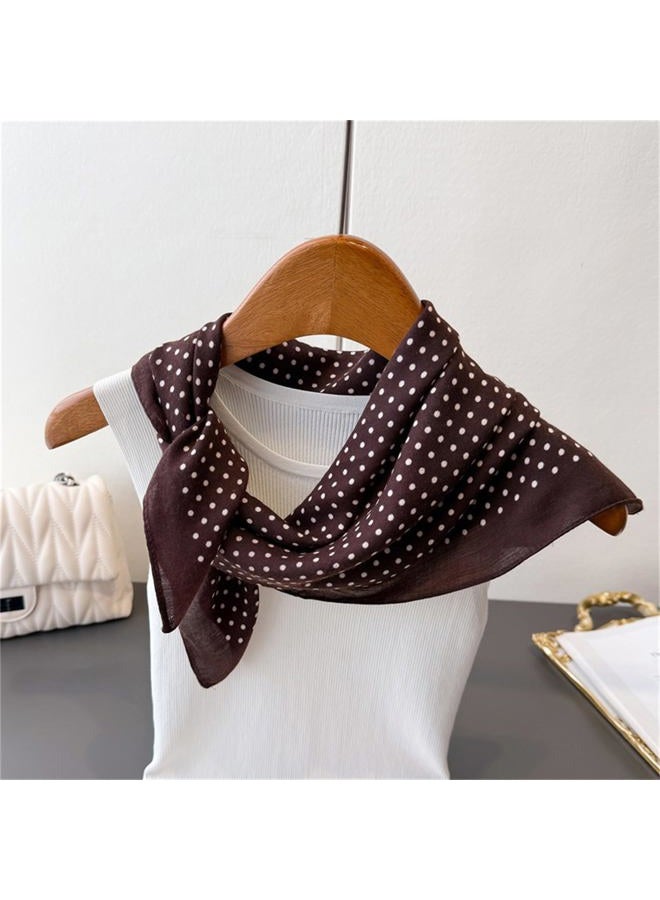 CYian Silk Feeling Scarf for Women Square Scarf Satin Head Scarves Fashion Neck Scarfs for Bag Hair Scarves Gift, Brown Dot, 27.5 × 27.5 inches - Image 4